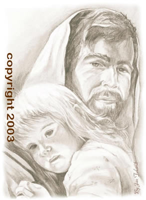 Jesus holding a child